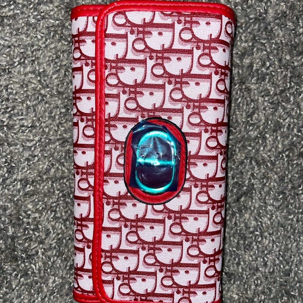 Burgundy monogram wallet